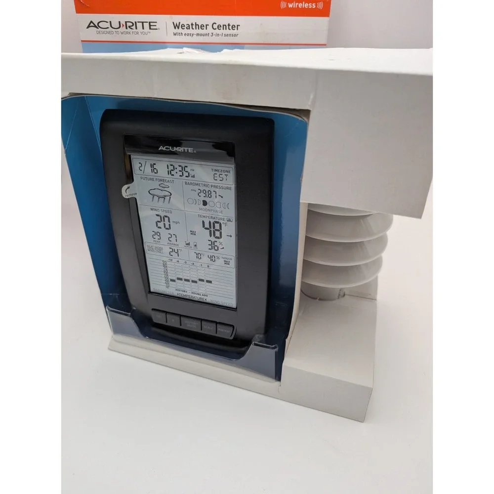 AcuRite 00634A1 Wireless Weather Center 3-in-1 Sensor Atomic Clock NEW In Box